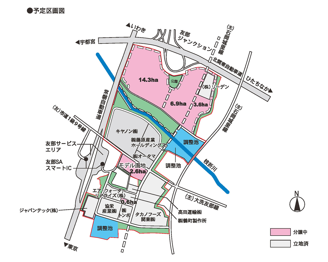 茨城中央工業団地（笠間地区）区画図