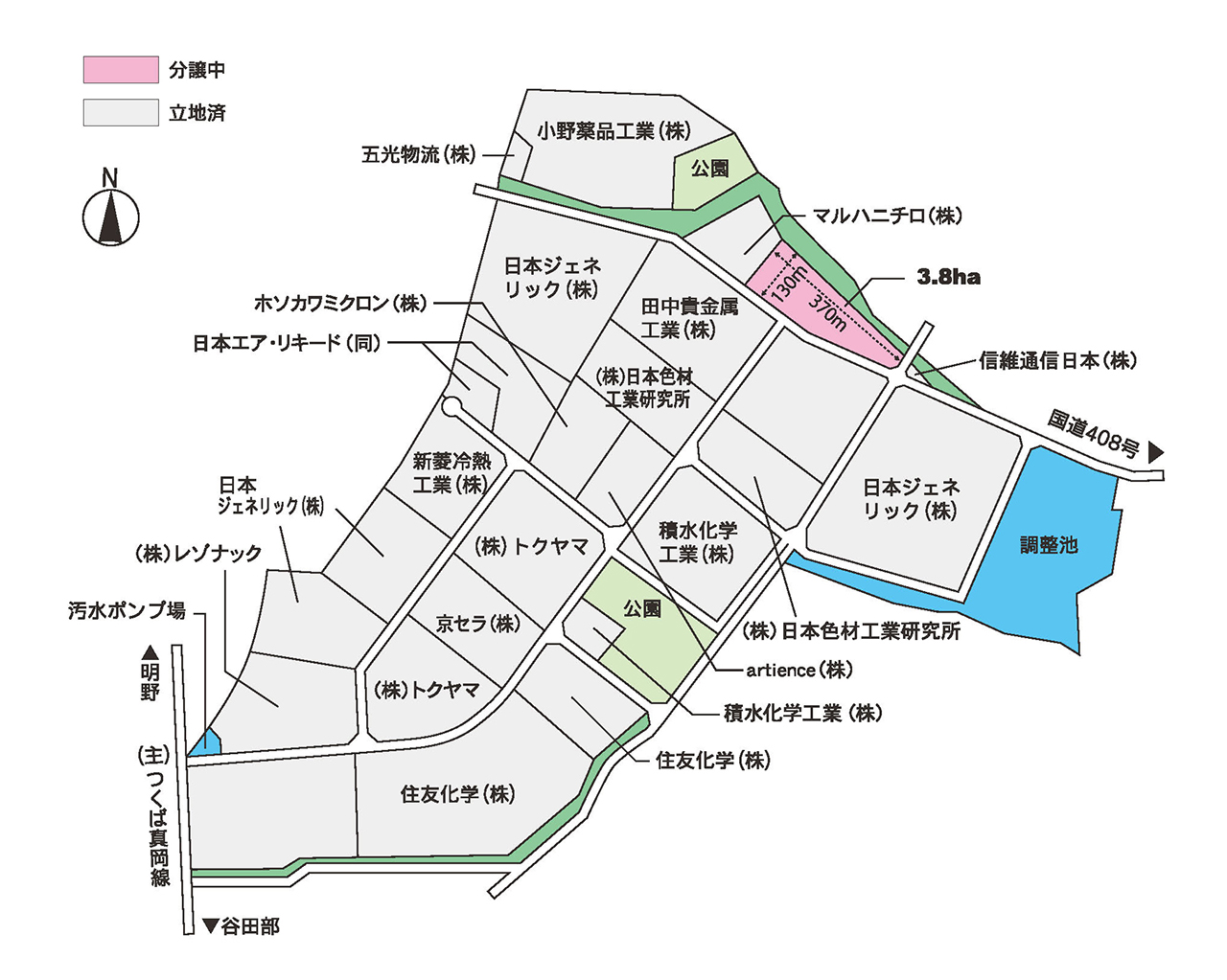 筑波北部工業団地区画図